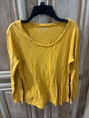 Cato Long Sleeve Scoop Neck Top - Mustard Yellow
